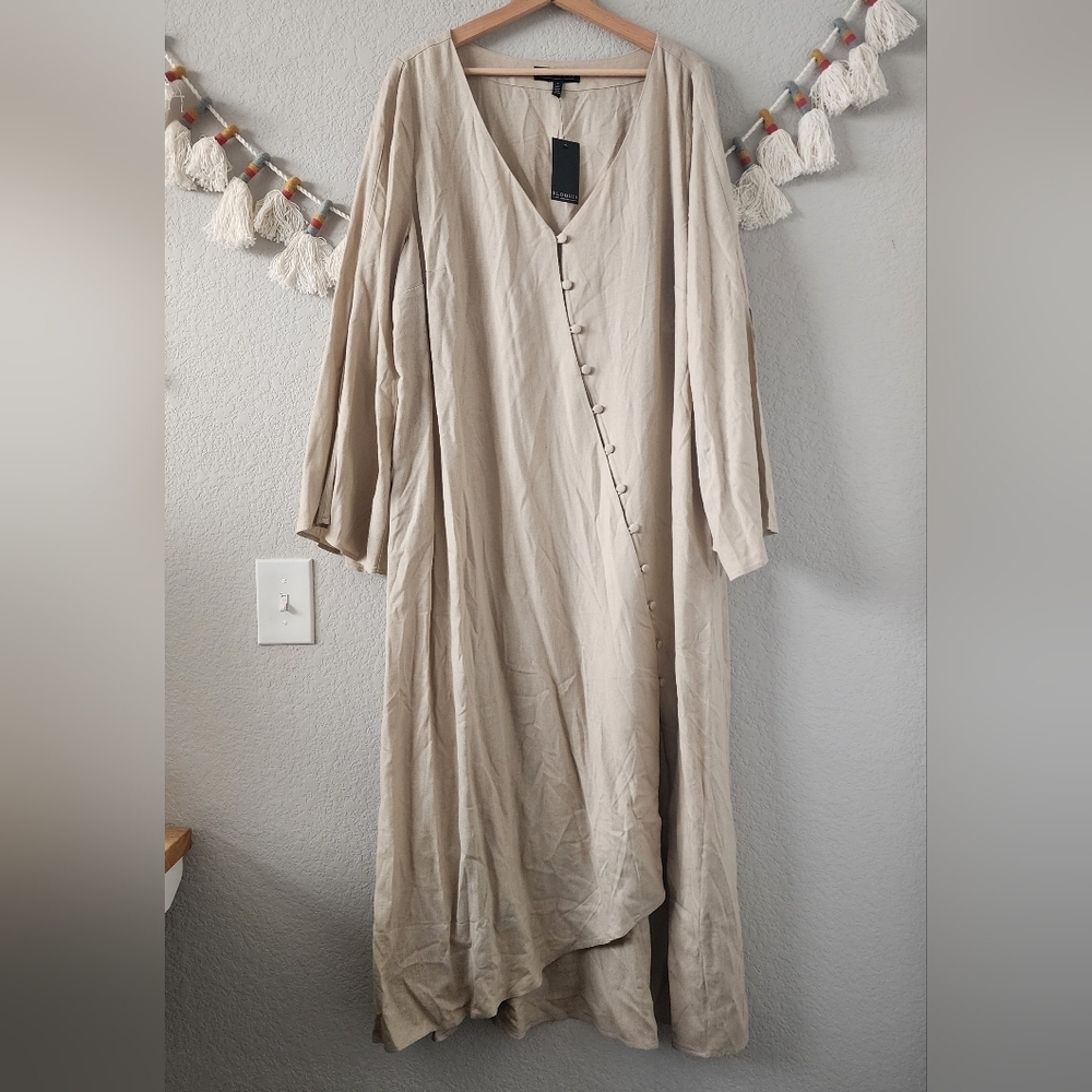 Eloquii Beige Button-Down Dress